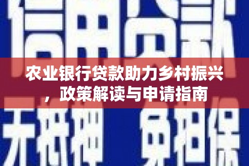 江苏农业银行贷款助力乡村振兴，政策解读与申请指南