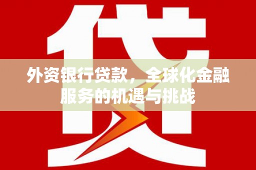 江苏外资银行贷款，全球化金融服务的机遇与挑战
